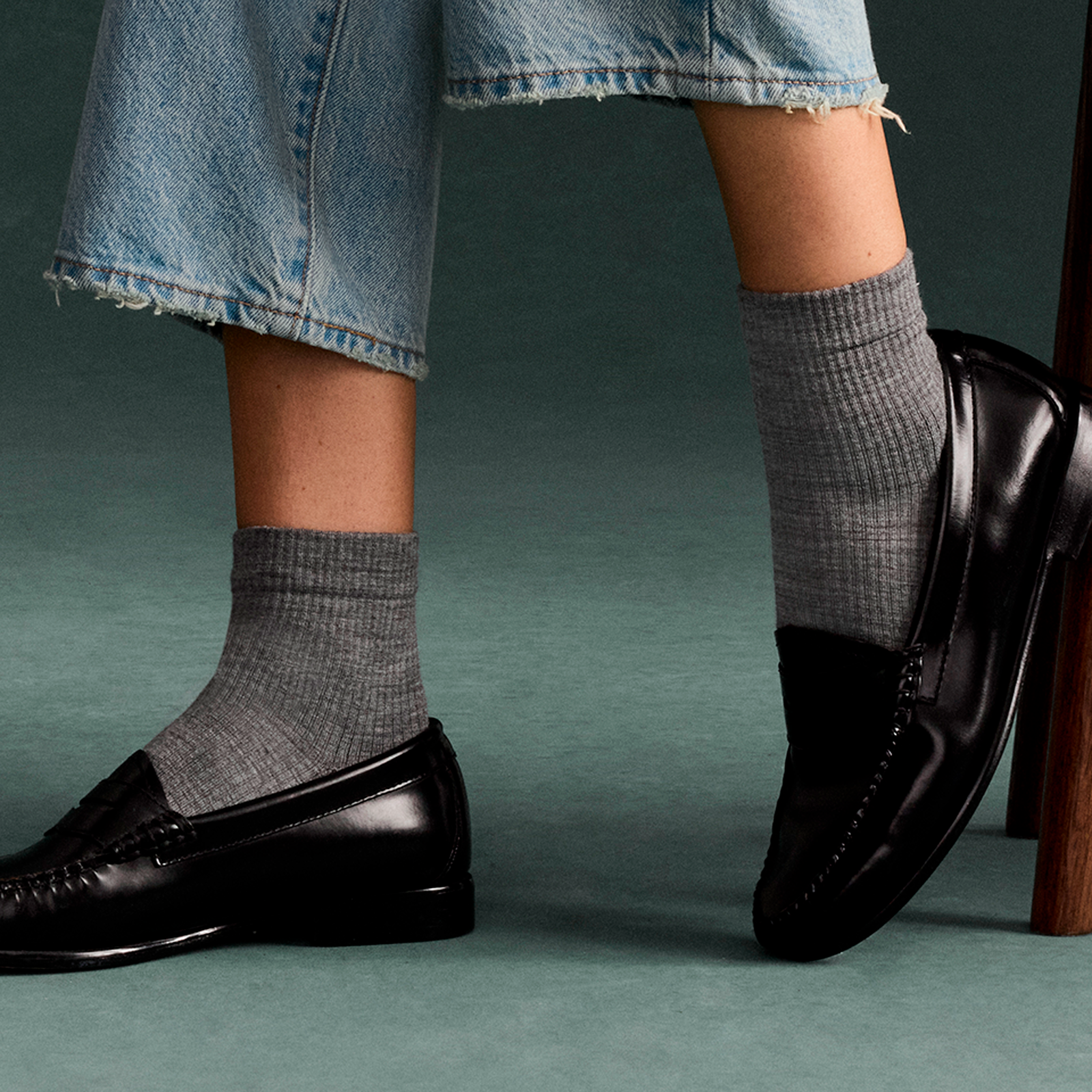 Merino Modern Rib Quarter Socks - grey shadow WO [LIFESTYLE] [10117]