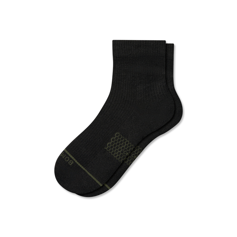 Women's Merino Wool Blend Modern Rib Quarter Socks - Trail Hike Step