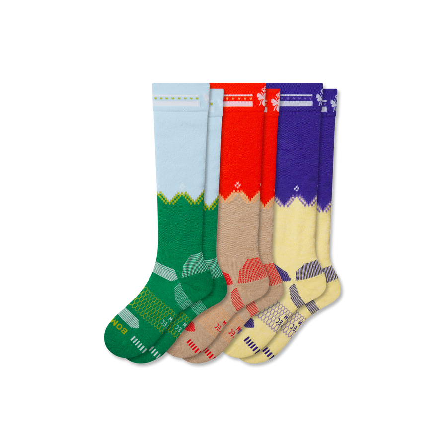 Youth Full-Cushion Merino Wool Blend Ski & Snowboard Sock 3-Pack - Easy Ankle Move