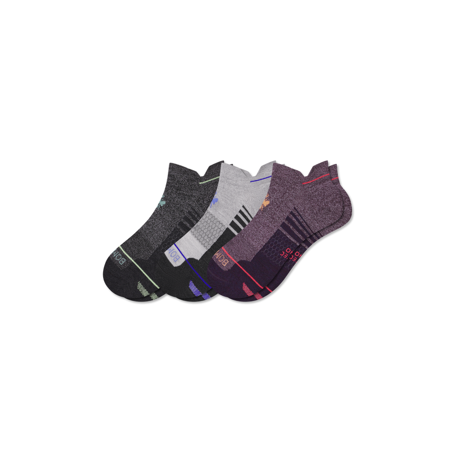 Women's Merino Wool Blend Run Ankle Sock 3-Pack - Modern No Show Rotation