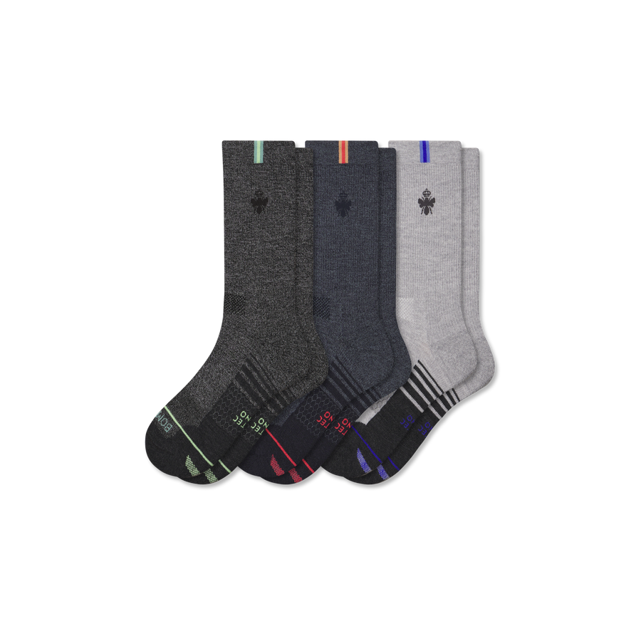 Women's Merino Wool Blend Run Calf Sock 3-Pack - Breathable Ankle Support