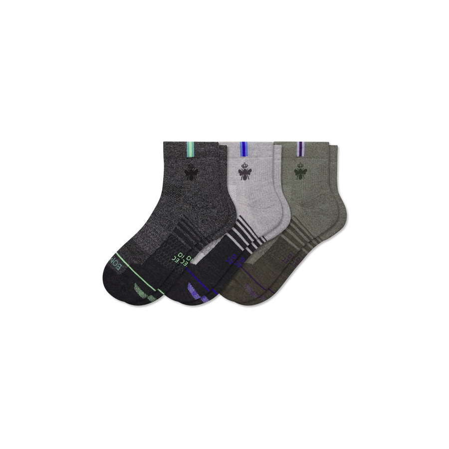 Men's Merino Wool Blend Run Quarter Sock 3-Pack - Weekend Lounge Move