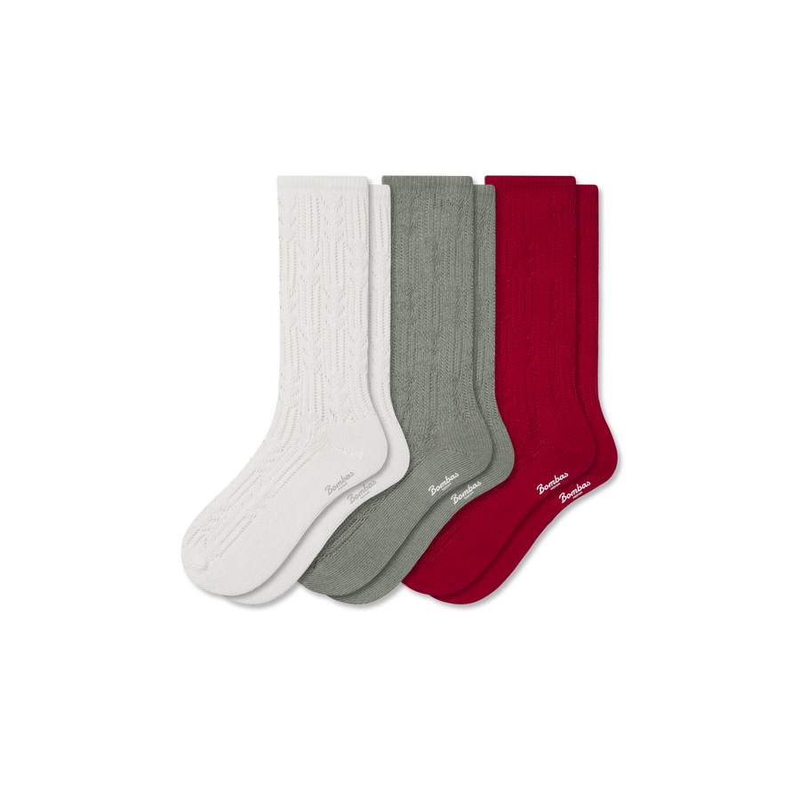 Women’s Pointelle Calf Sock 3-Pack - Run Ankle Pair