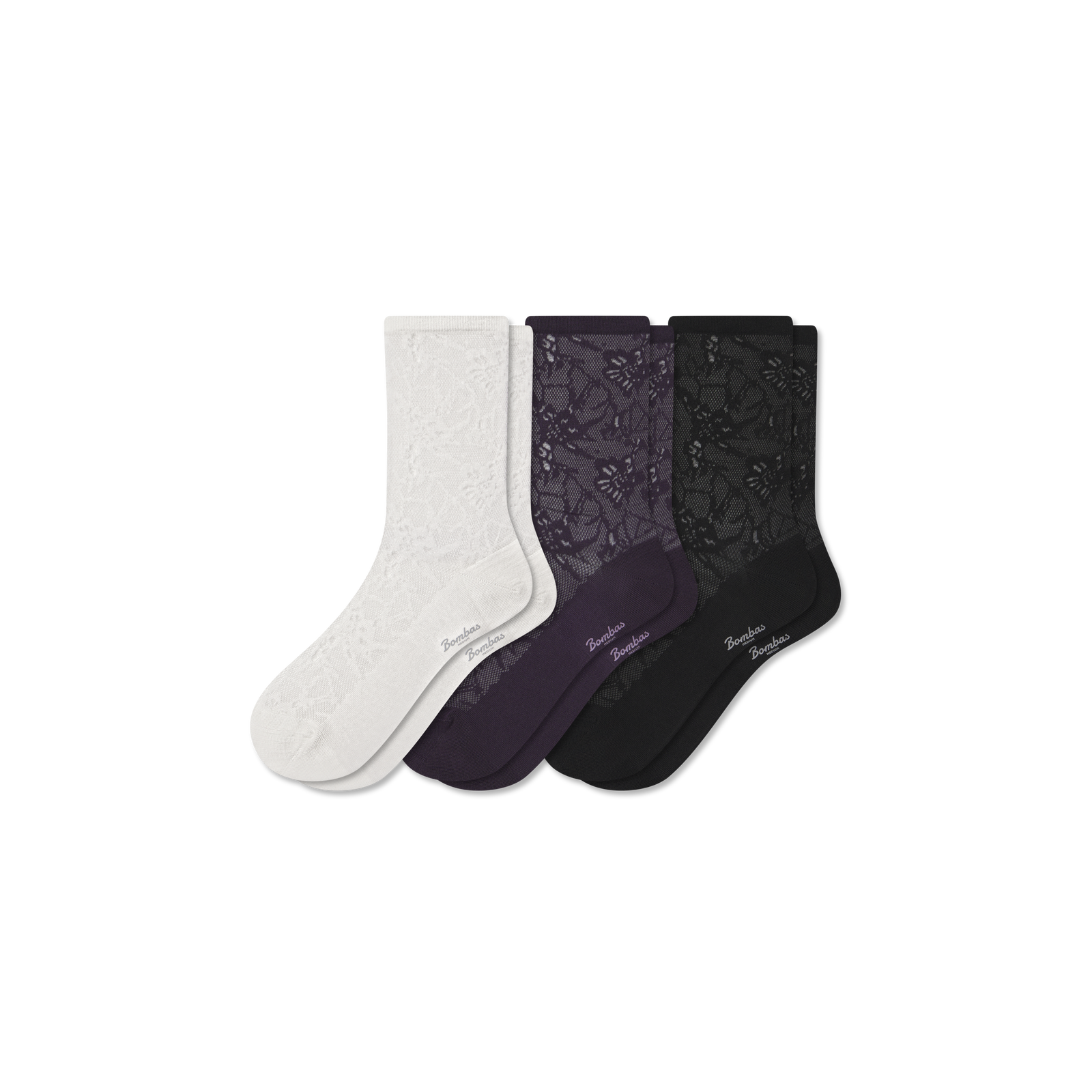 Women’s Floral Lace Half Calf Sock 3-Pack - floral mix L [10207]
