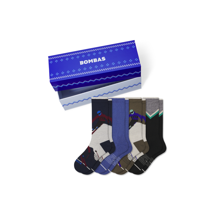 Men's Merino Wool Blend Calf Sock 4-Pack Gift Box - Fresh Hike Setup