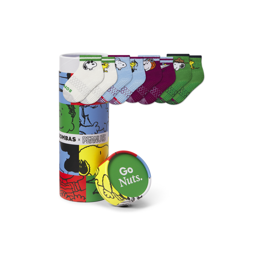 Peanuts x Bombas: Toddler Gripper Calf Sock 4-Pack Gift Box - Carry Utility Stash
