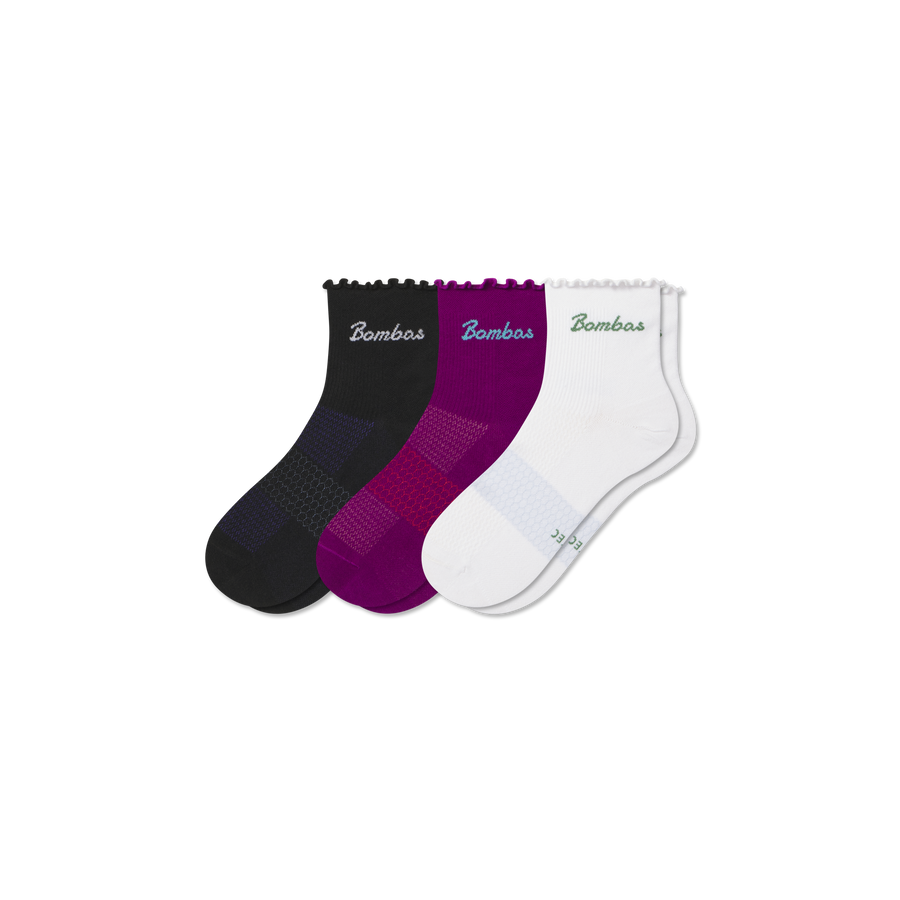 Women’s UltraLite Ruffle Sport Quarter Sock 3-Pack - Outdoor Home Support