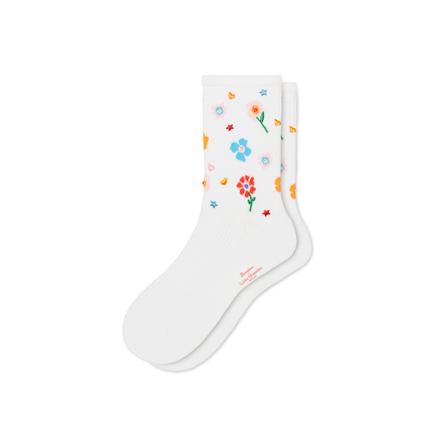 Bombas x Susan Alexandra Floral Embroidered Half Calf Socks - Everyday Shift Fit