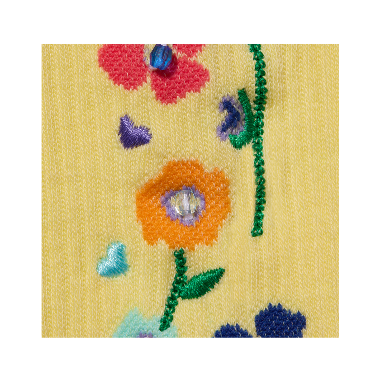 Lightweight Ribbed Half Calf Socks - Faded Sun Detail [10345]