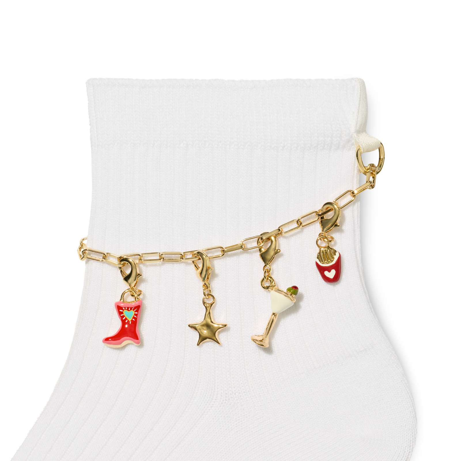 Lightweight Ribbed Quarter Socks - White Detail [10348]