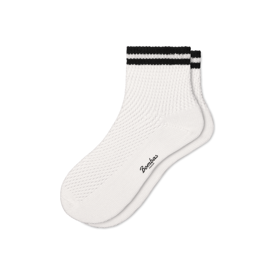 Women's Vintage Stripes Open Knit Quarter Socks - Breathable Trail Cushion