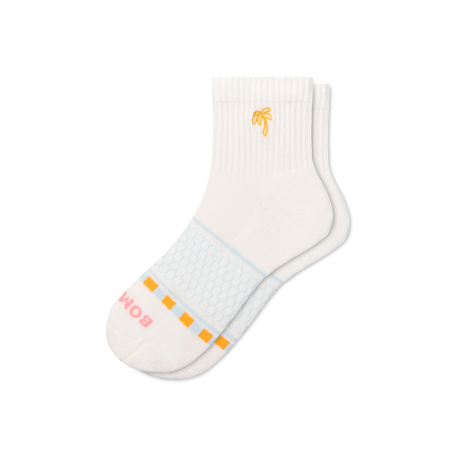 Women's Beach Day Embroidered Quarter Socks - Trail Lounge Step
