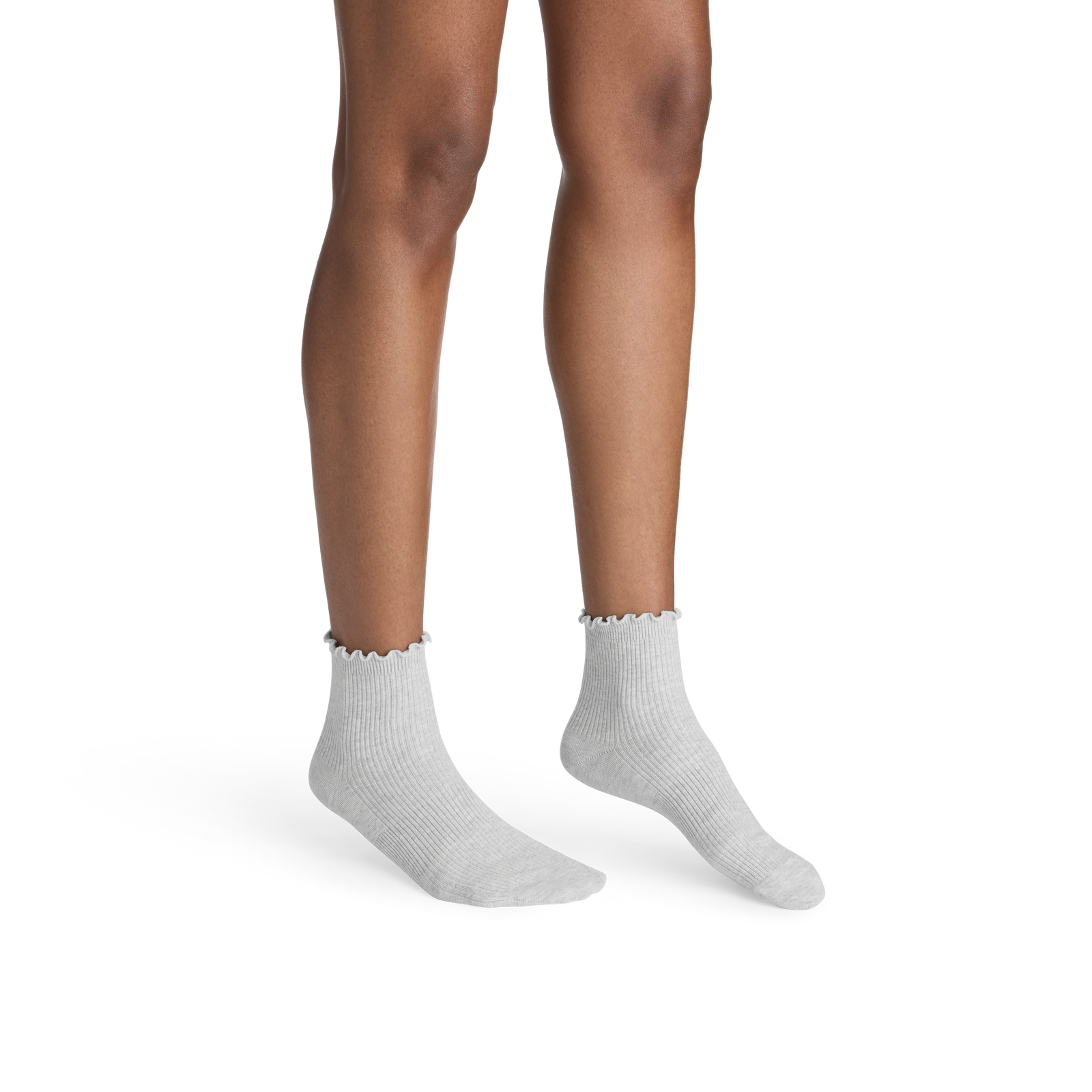 Ruffle Rib Quarter Socks - light grey heather WO1 [10500]