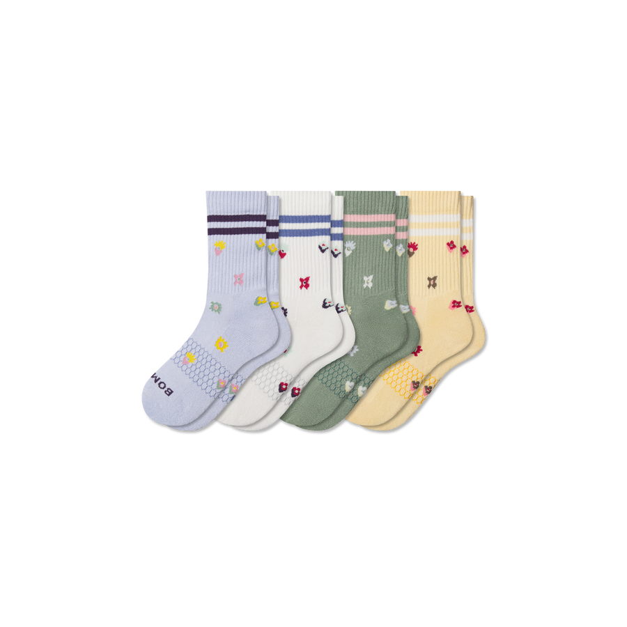 Youth Garden Party Calf Sock 4-Pack - Soft Trail Cushion