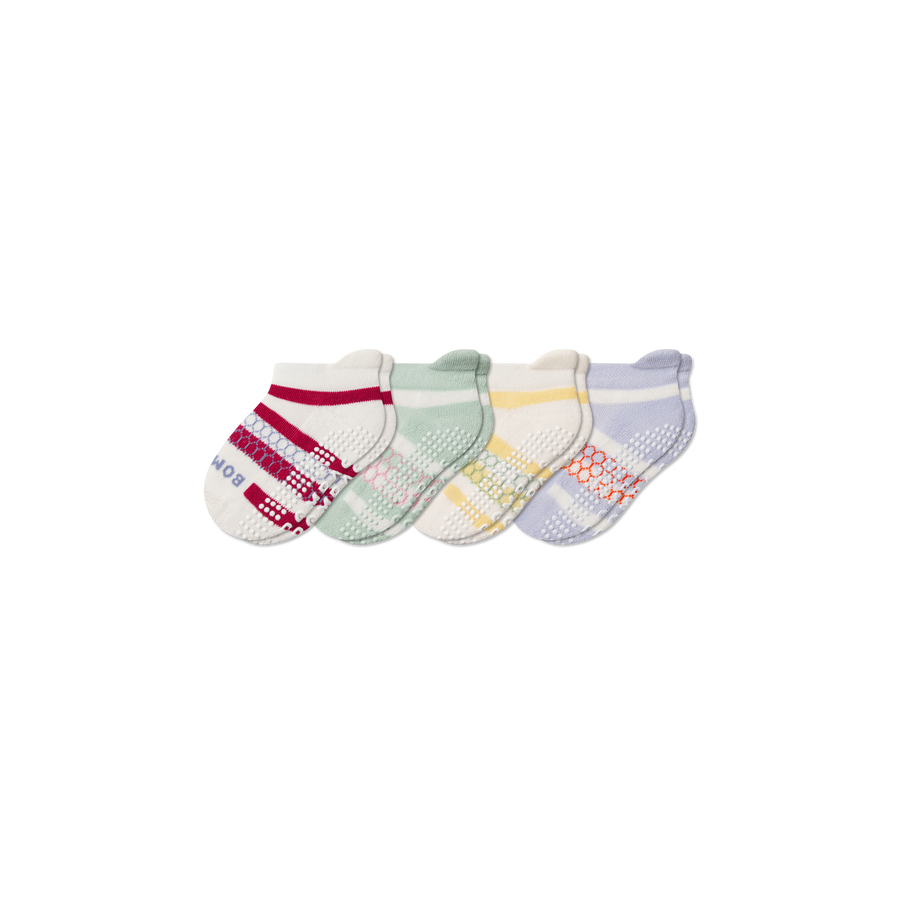 Toddler Stripes Gripper Ankle Sock 4-Pack - Easy Court Pair