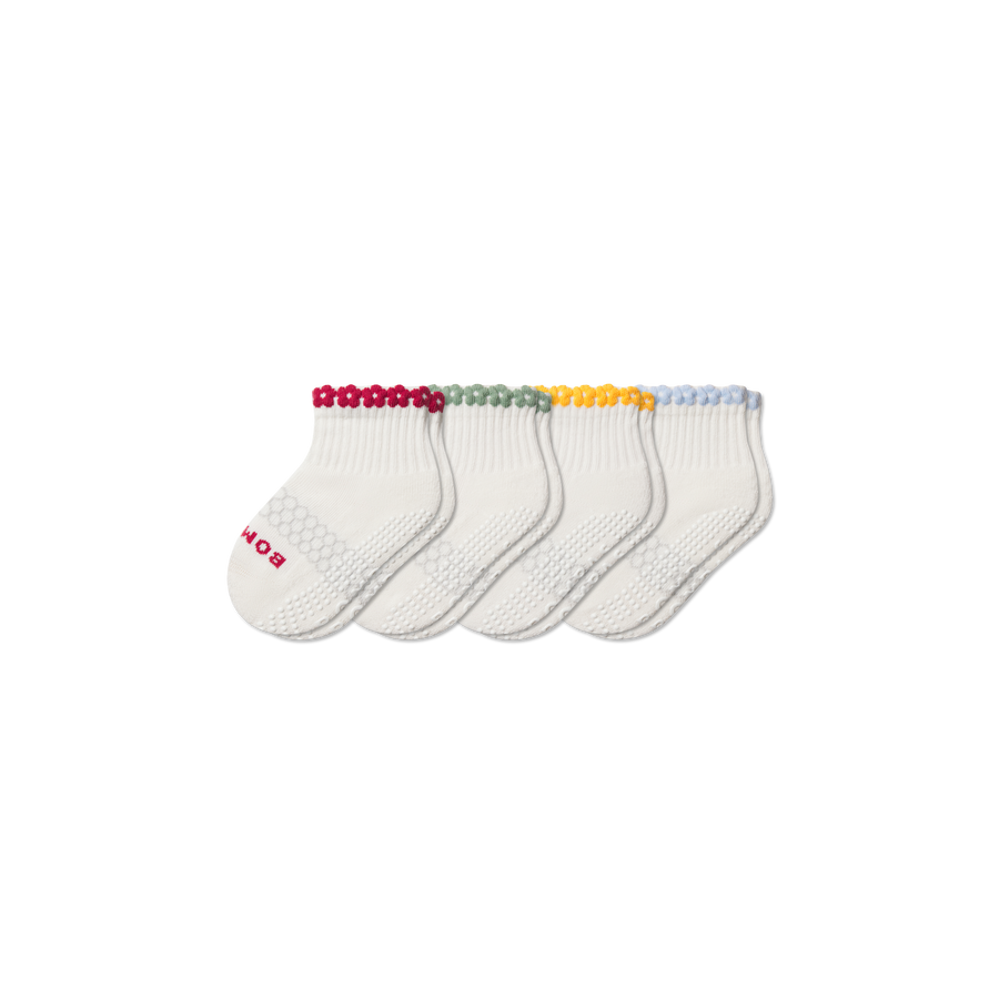 Toddler Daisy Chain Gripper Calf Sock 4-Pack - Breathable Weekend Cushion