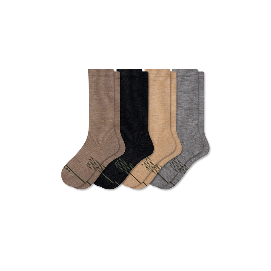 Men's Merino Wool Blend Modern Rib Calf Sock 4-Pack - Daily Comfort