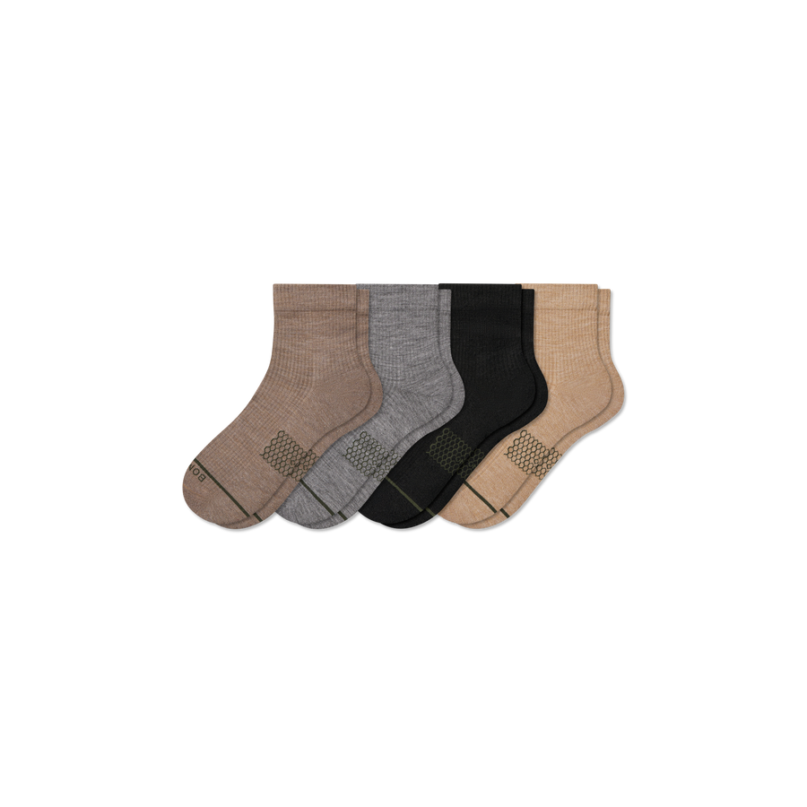 Women's Merino Wool Blend Modern Rib Quarter Sock 4-Pack - Modern Run Comfort