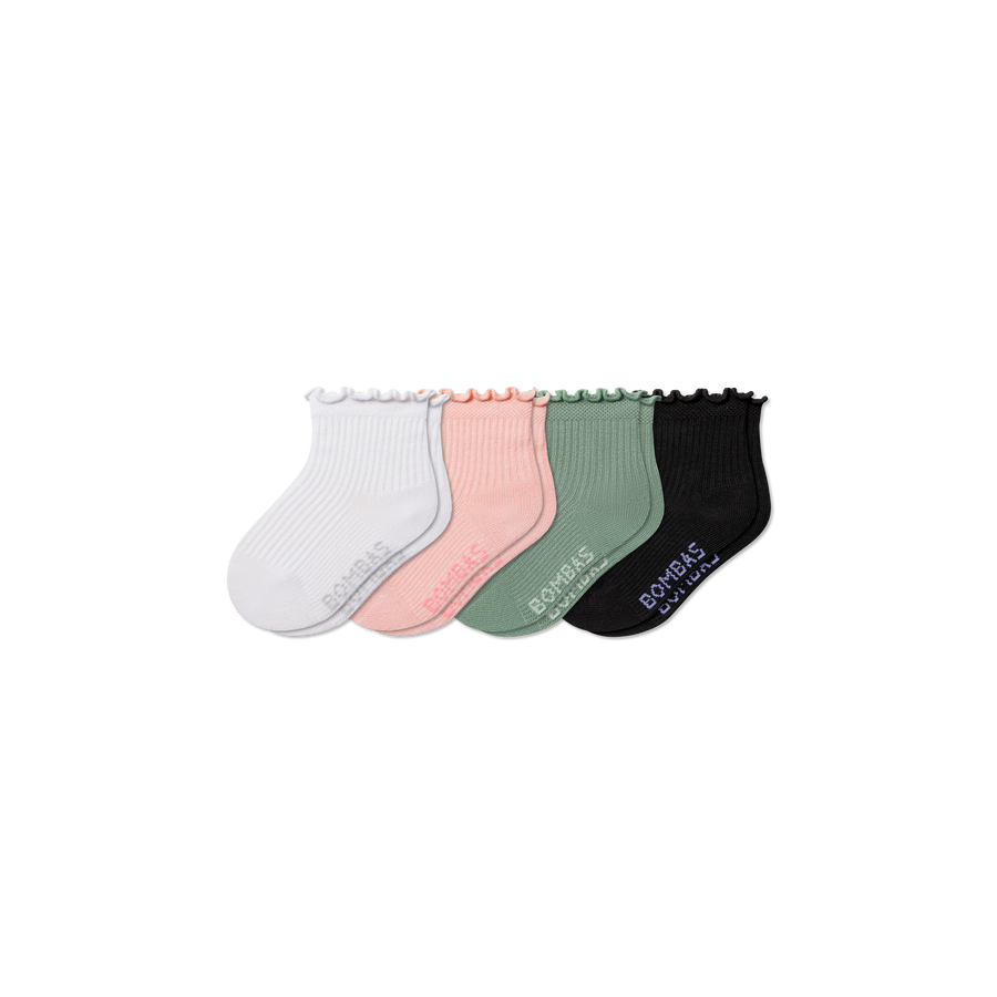Toddler Ruffle Rib Calf Sock 4-Pack - Soft Everyday Step