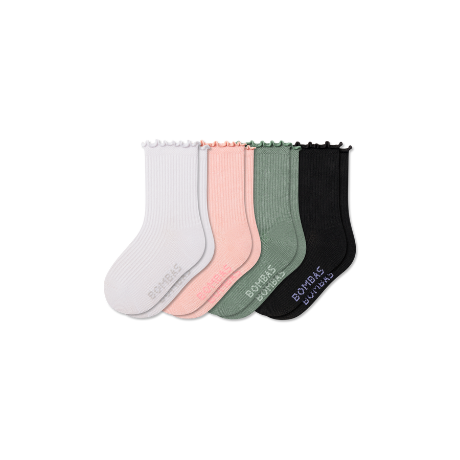 Junior Ruffle Rib Calf Sock 4-Pack - Active Run Step
