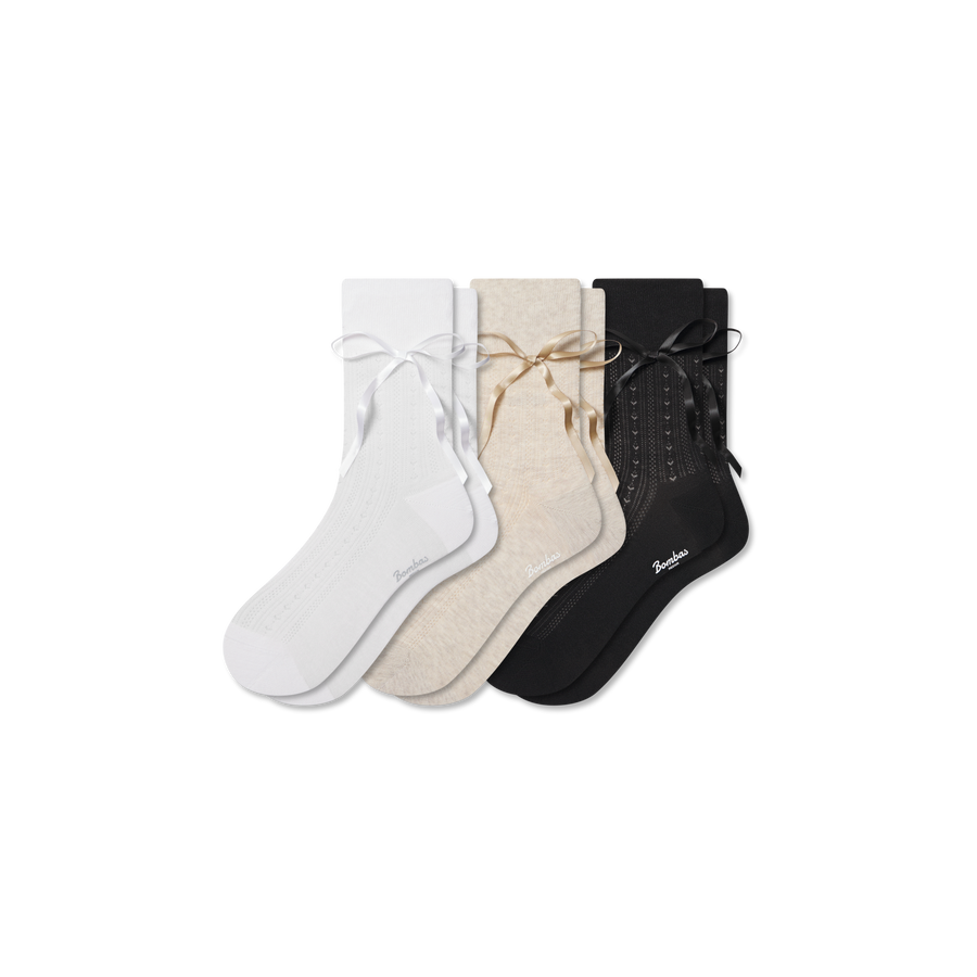 Women’s Pointelle Bow Half Calf Sock 3-Pack - Steady Recovery Move