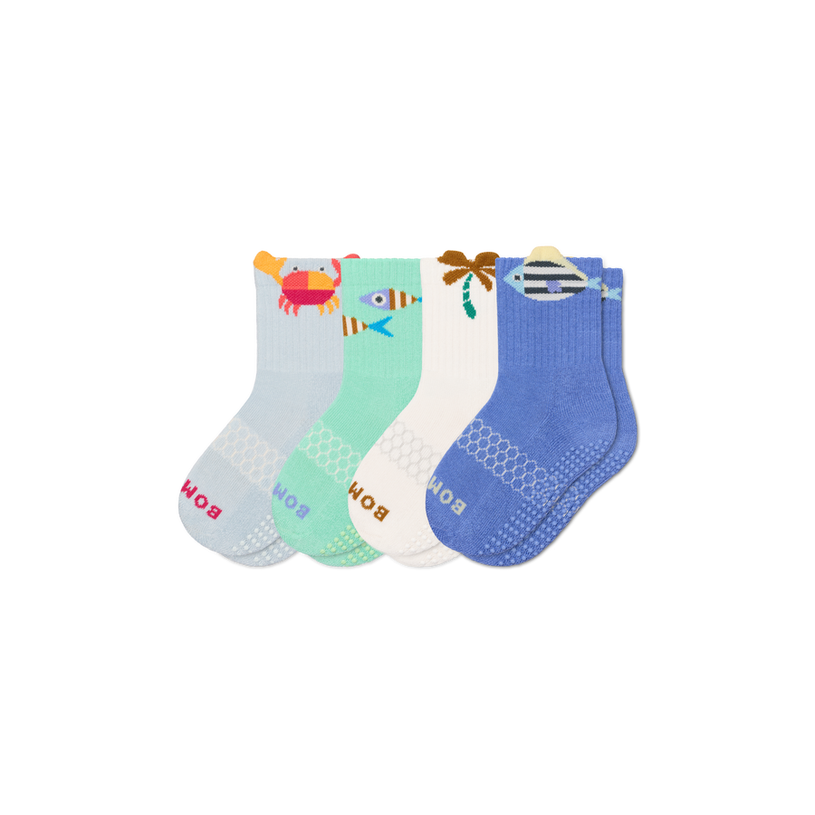 Junior Seaside Gripper Calf Sock 4-Pack - Cushion Everyday Step