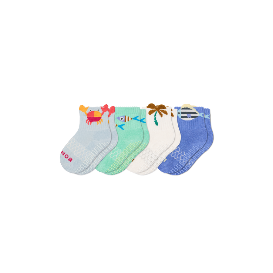 Toddler Seaside Gripper Calf Sock 4-Pack - Run Office Fit