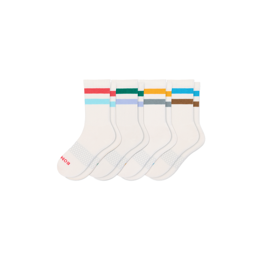 Youth Vintage Stripes Calf Sock 4-Pack - Outdoor Run Fit