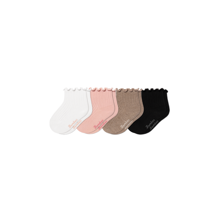 Baby Ruffle Rib Calf Sock 4-Pack (0-6 Months) - Cozy Travel Support