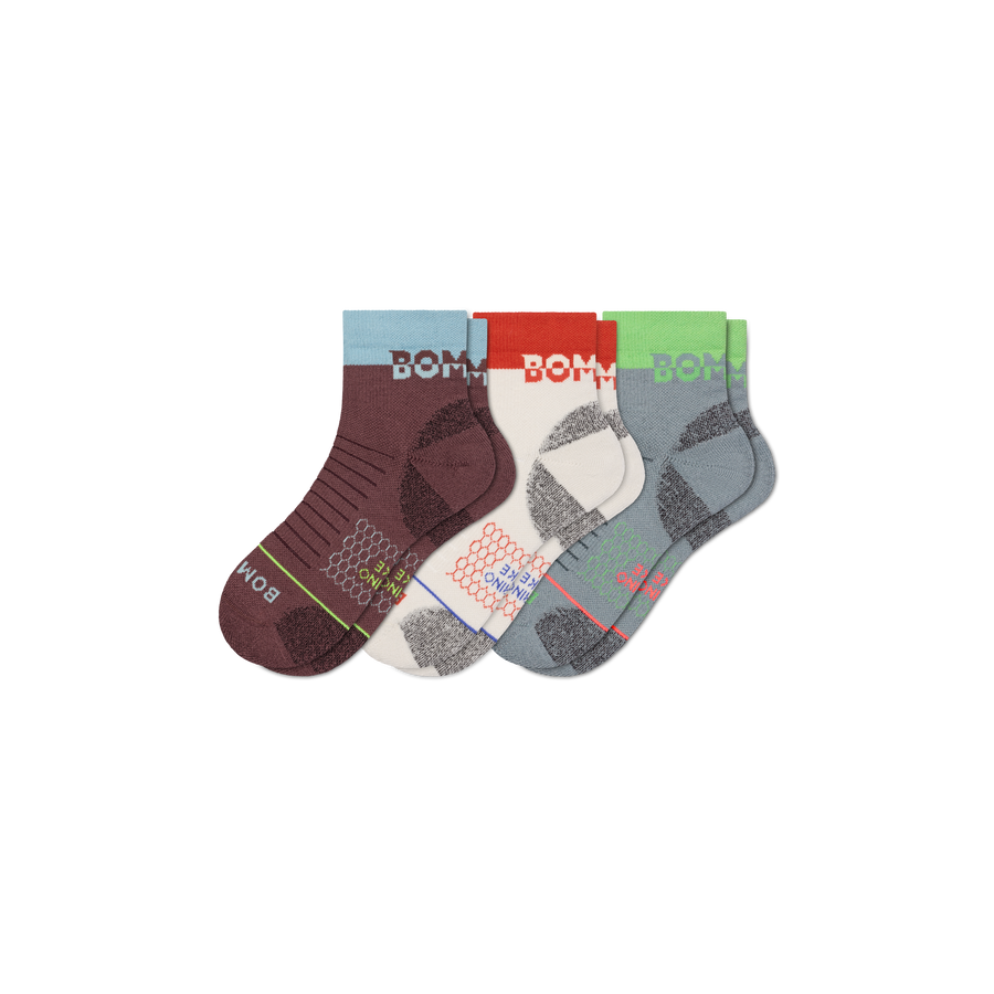 Women's Merino Wool Blend Hiking Quarter Sock 3-Pack - Steady School Pair