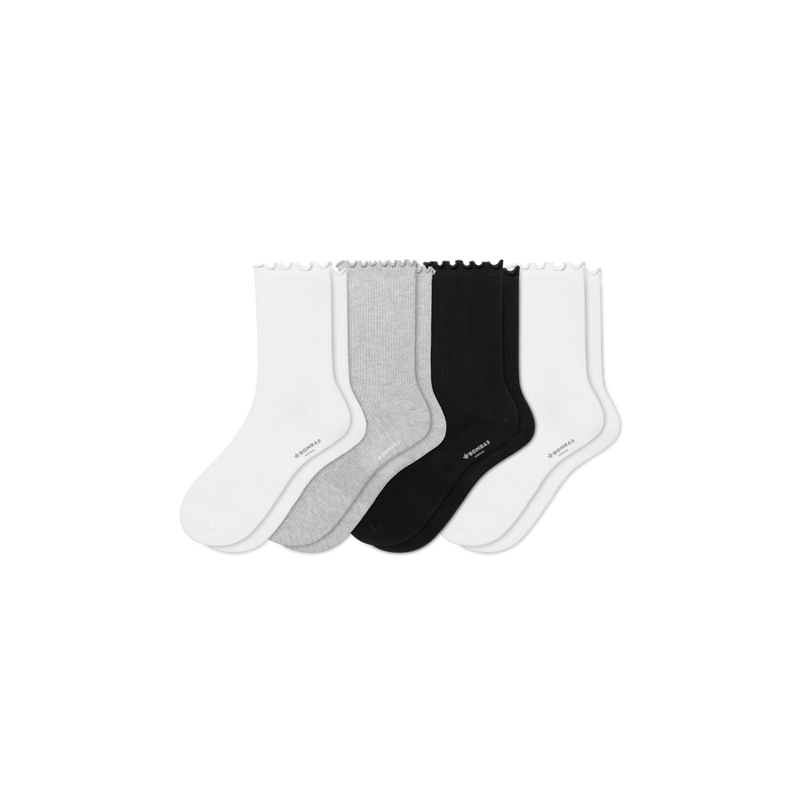Women's Ruffle Rib Half Calf Sock 4-Pack - Steady Run Cushion
