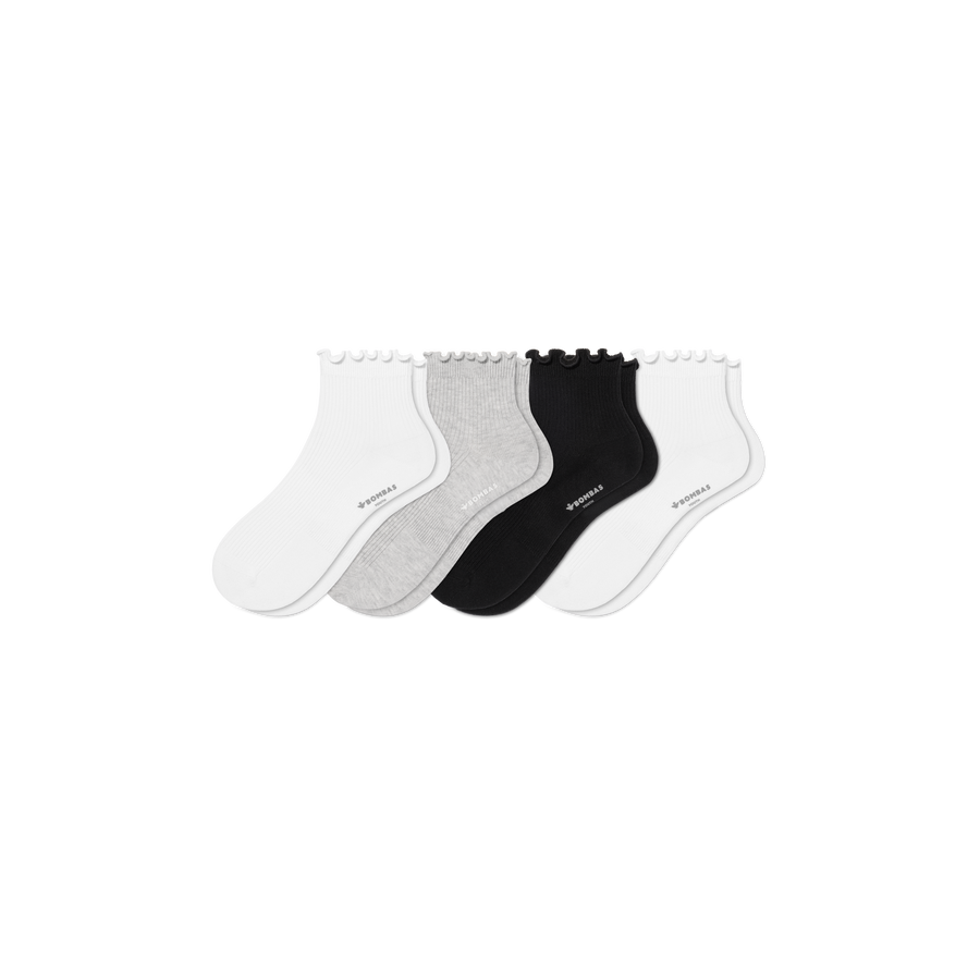 Youth Ruffle Rib Quarter Sock 4-Pack - Active Trail Rotation
