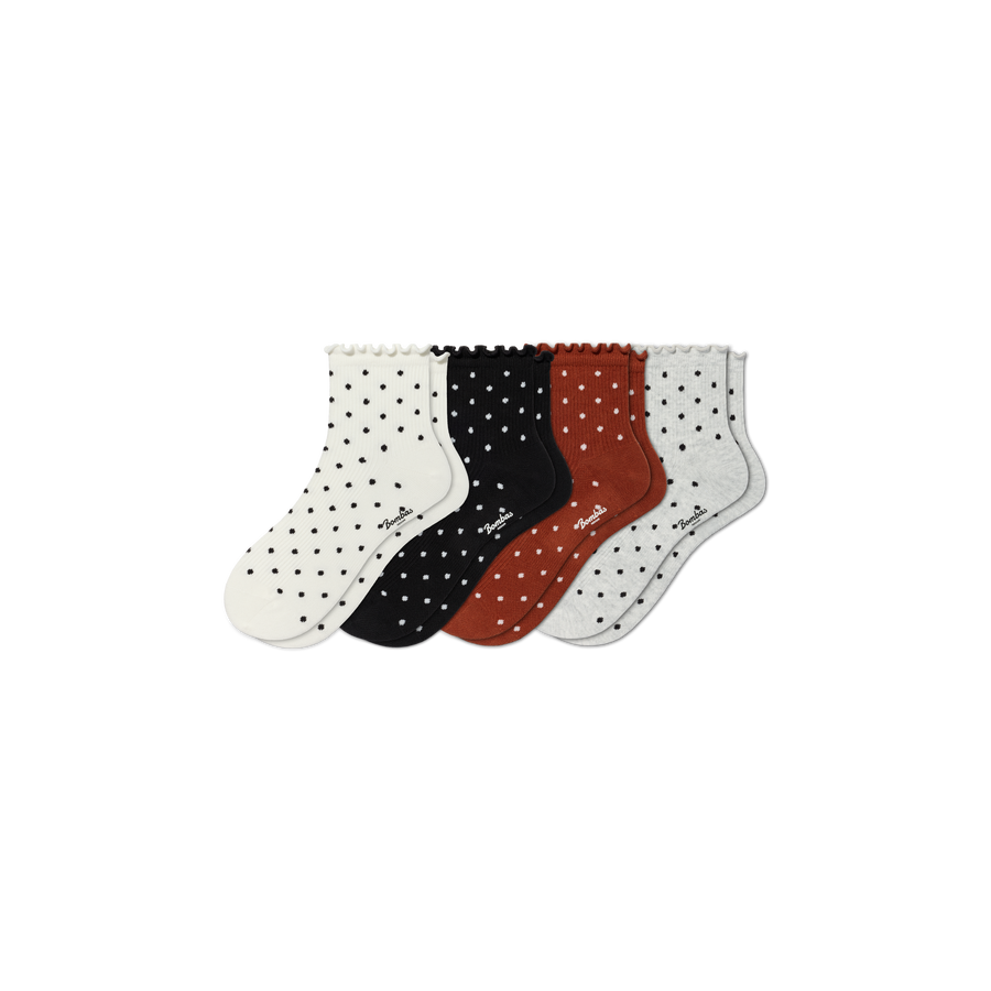 Women's Ruffle Rib Quarter Sock 4-Pack - Outdoor School Move