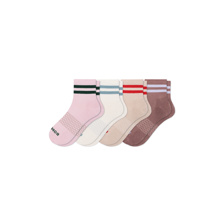 Women's Vintage Stripes Quarter Sock 4-Pack - Light Home Rotation