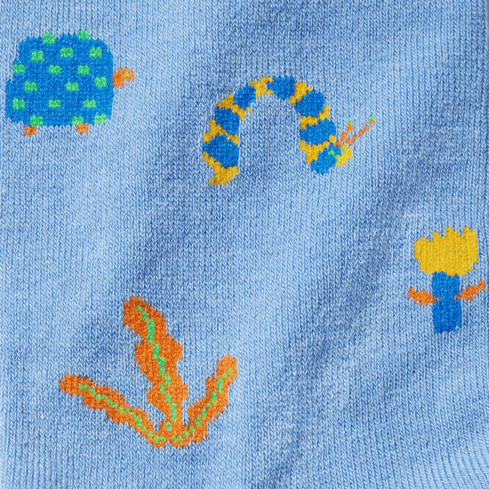 Youth Dress Calf Sock Turtle Caterpillar Celeste Detail
