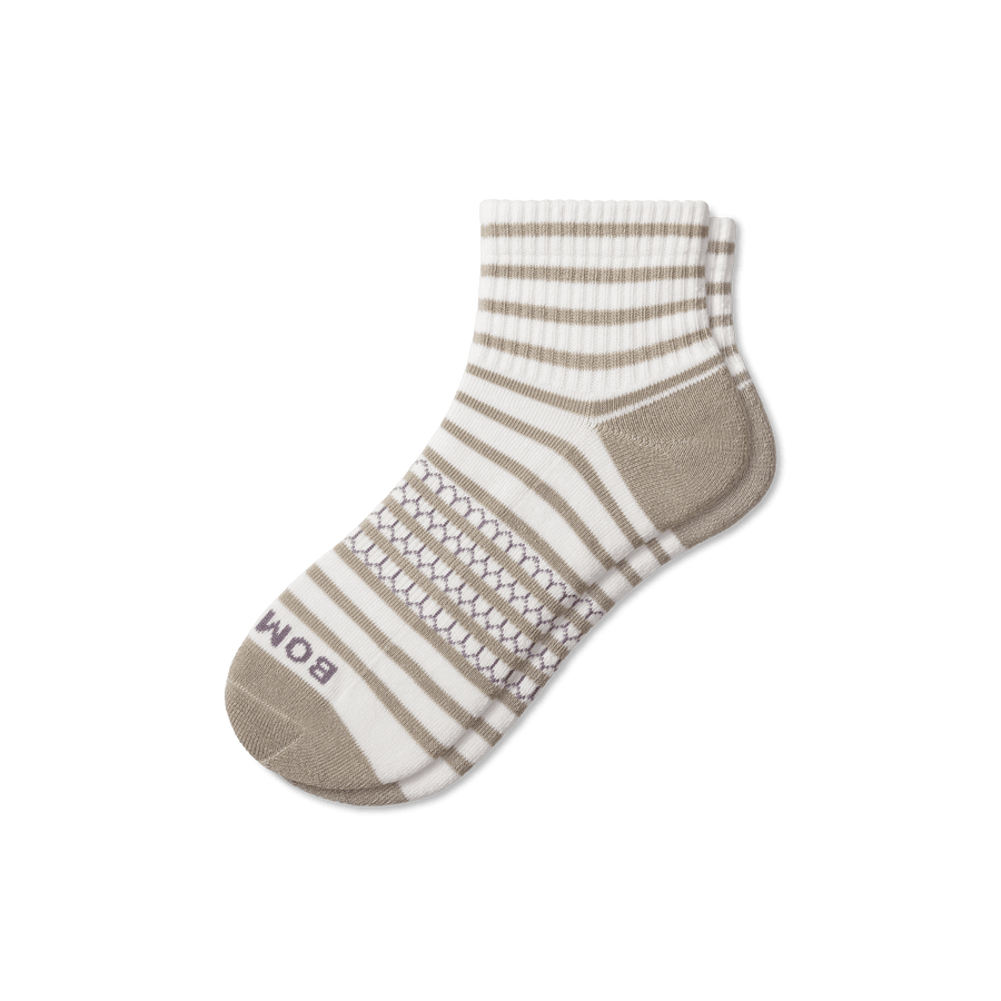 Women's Coastal Stripe Quarter Socks - Light Home Step