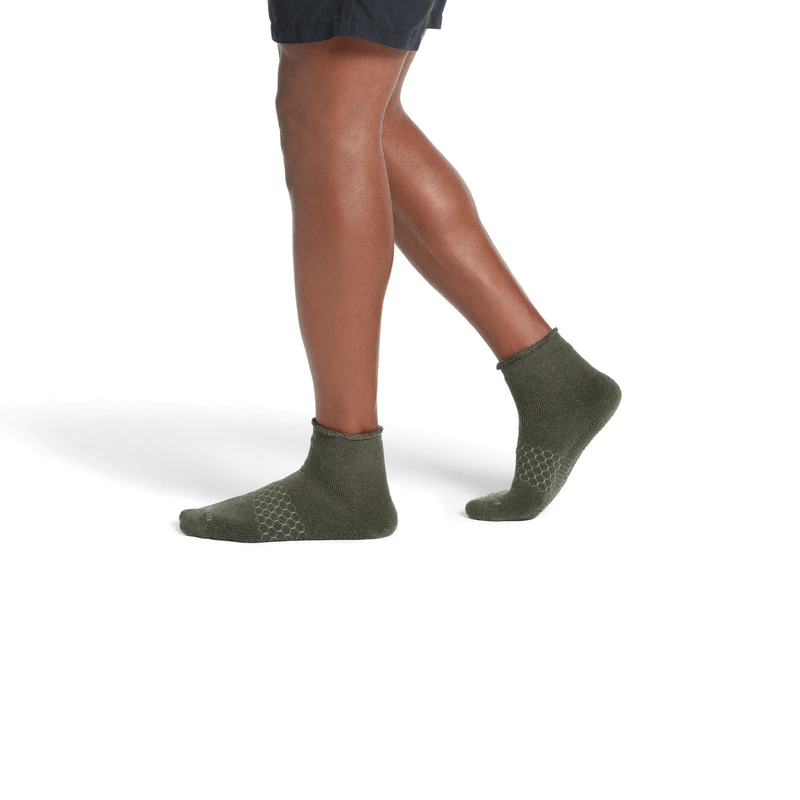 Merino Wool Blend Roll Top Gripper House Socks - Soft Olive Heather MO2 [7240]