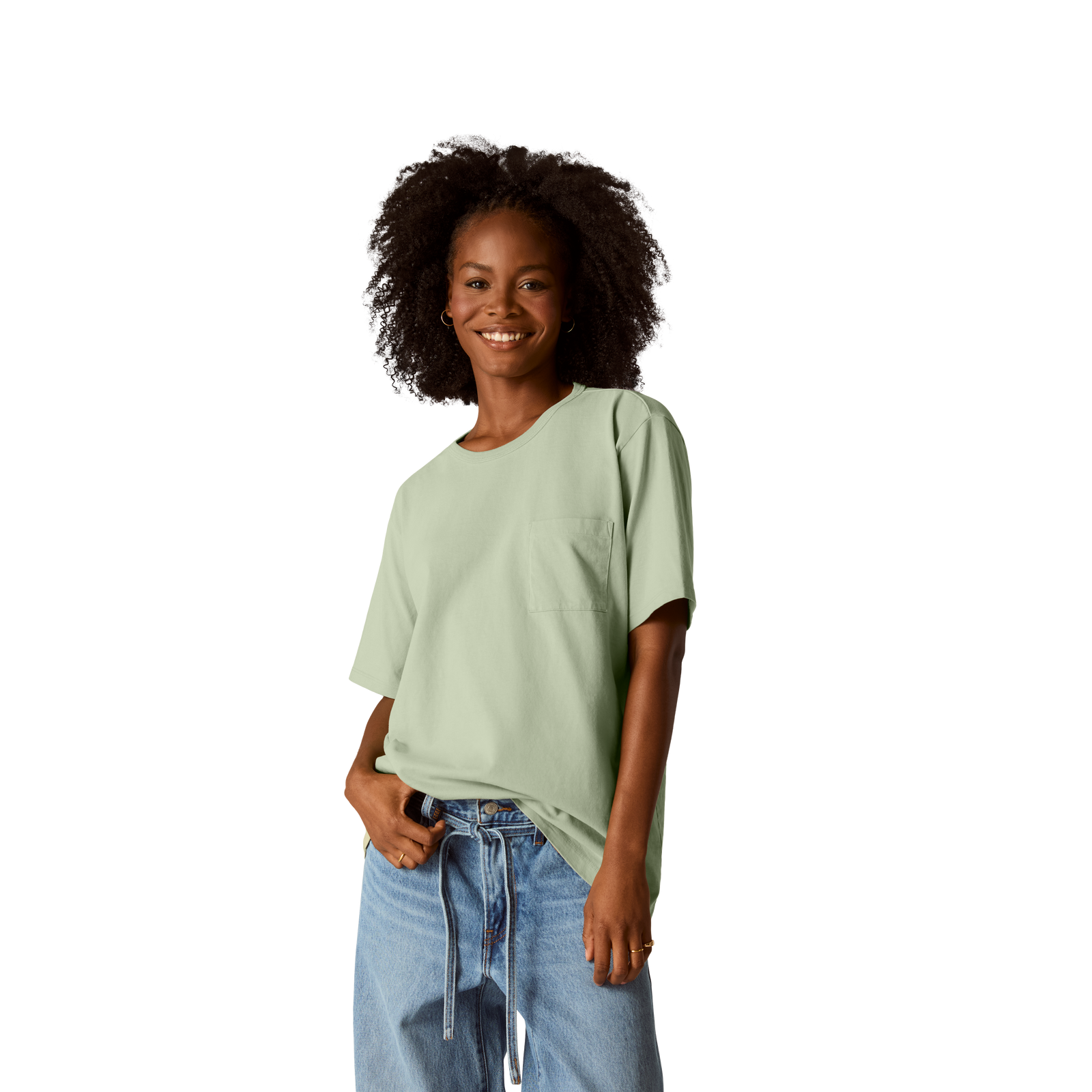 Premium Weight Pocket Crew Neck T-Shirt - Mica Sage WO1 [7248]
