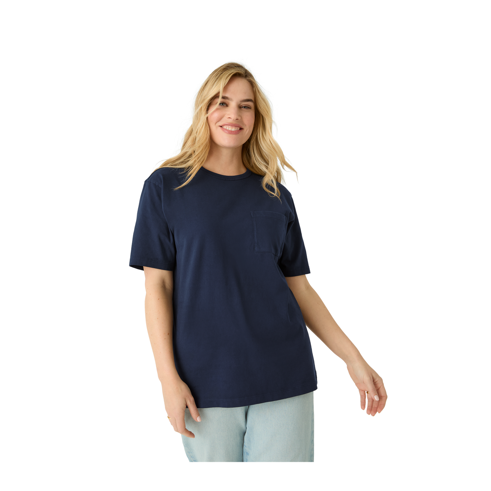 Premium Weight Pocket Crew Neck T-Shirt - Midnight Navy WO4 [7248]