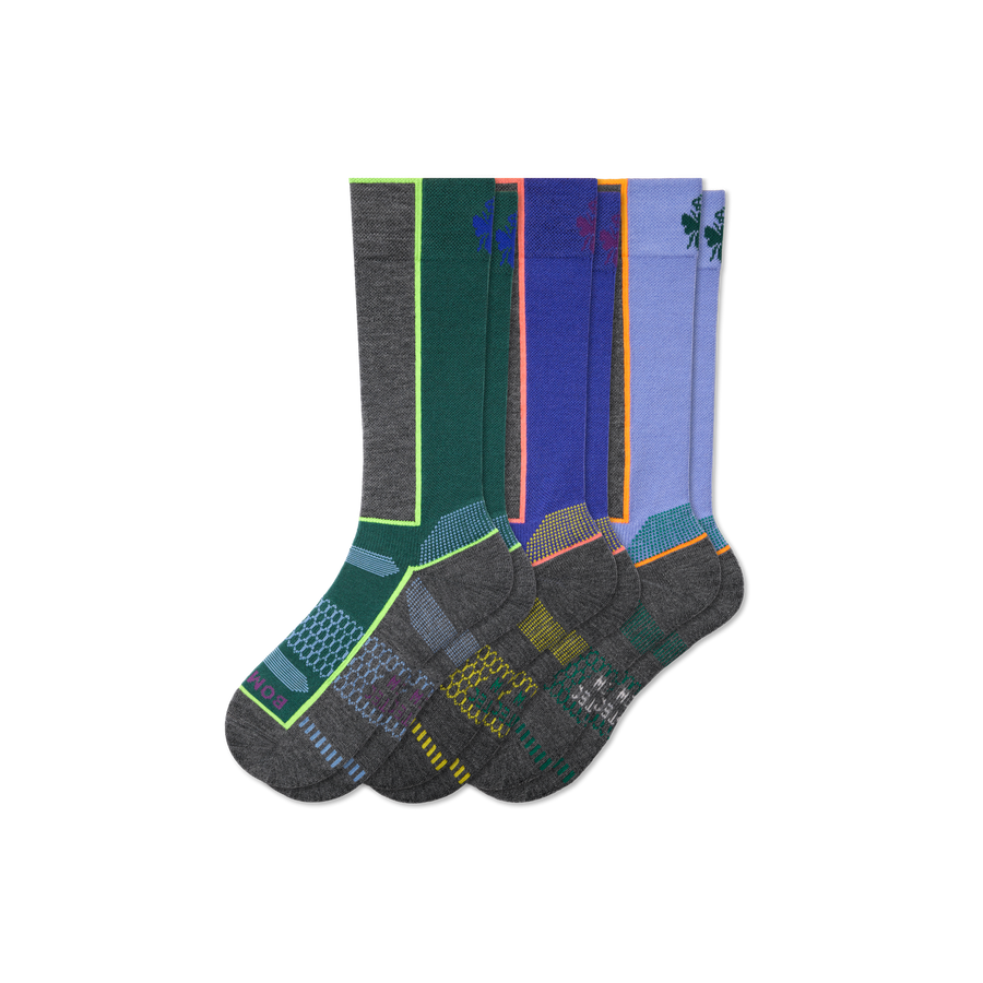 Youth Mid-Cushion Merino Wool Blend Ski & Snowboard Sock 3-Pack - Weekend Run Wear