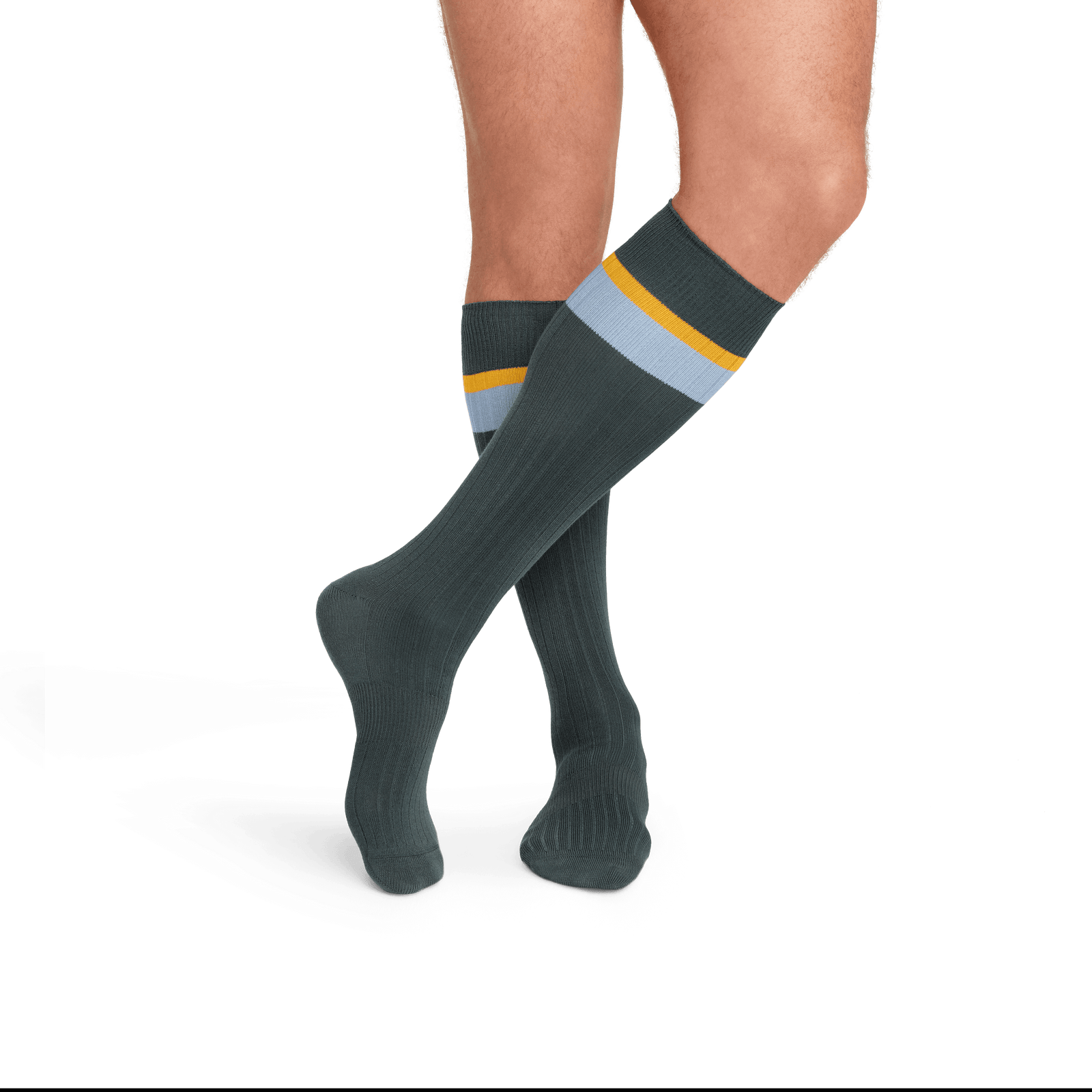 Ribbed Dress Knee High Socks mossgrey--2-transparent