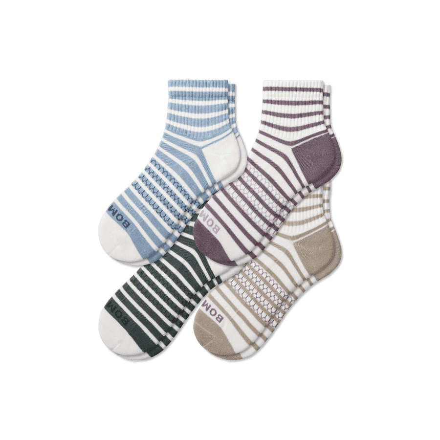 Women's Coastal Stripe Quarter Sock 4-Pack - Outdoor Lounge Support