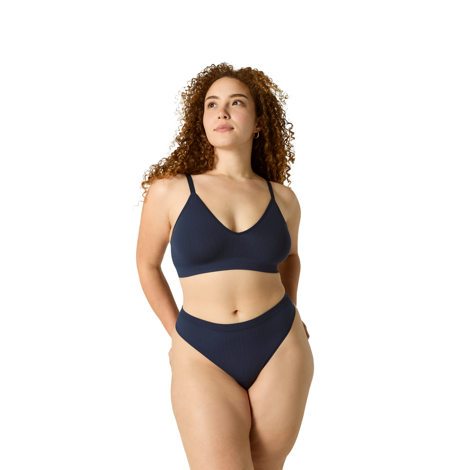 Seamless Triangle Bralette + Thong - Midnight Navy WO4 [7665 + 7714]