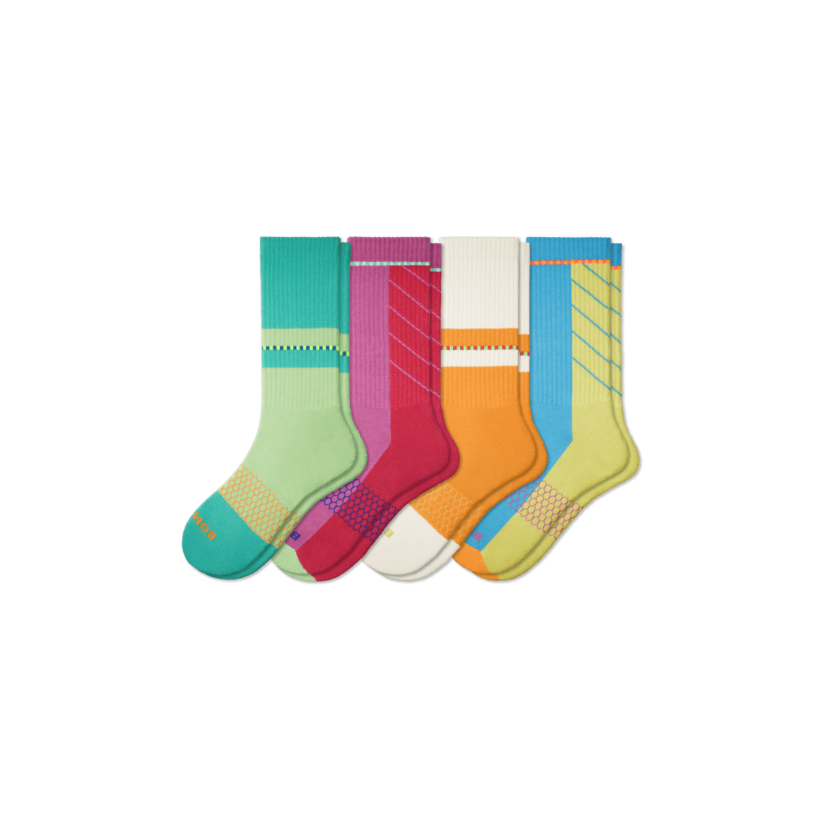 Black Hive Collection Calf Sock 4-Pack - Mango Aqua Mix