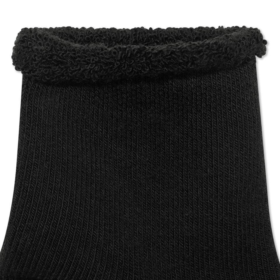 Men's Merino Wool Blend Roll Top Gripper House Socks - Black Detail [8162]