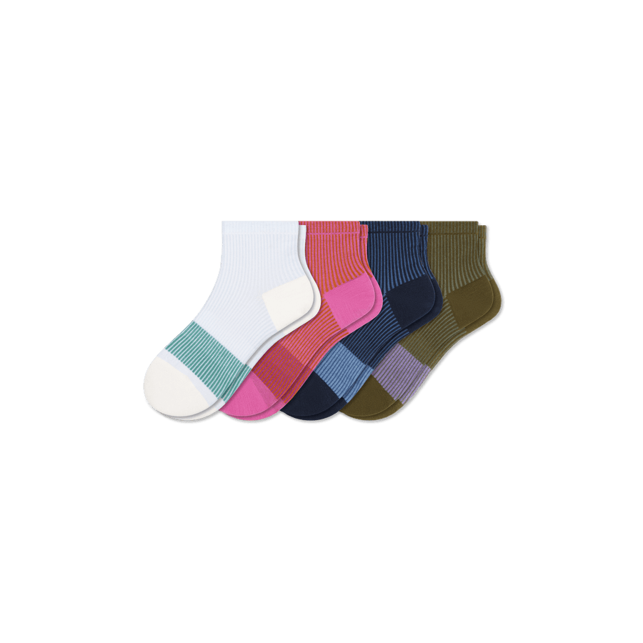 Youth Lightweight Stripe Quarter Sock 4-Pack - Modern Trail Support