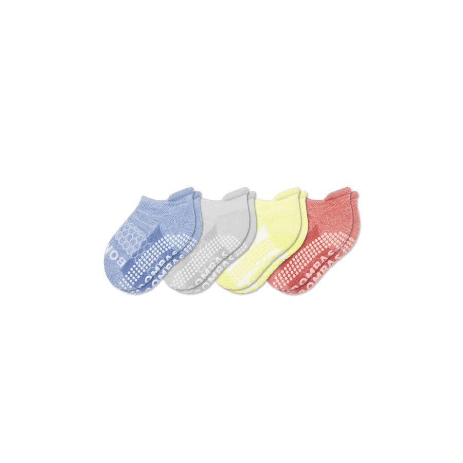 Toddler Two Tone Gripper Ankle Sock 4-Pack - Outdoor Home Cushion