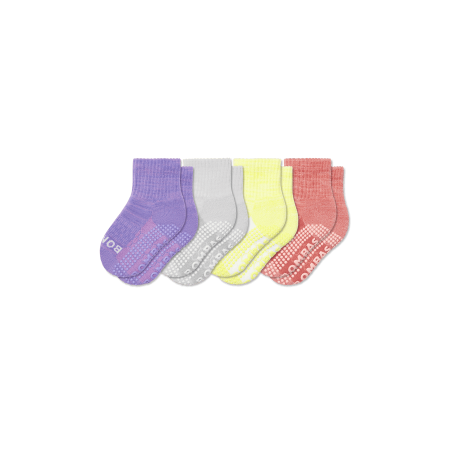 Toddler Two Tone Gripper Calf Sock 4-Pack - Comfort Hike Wear