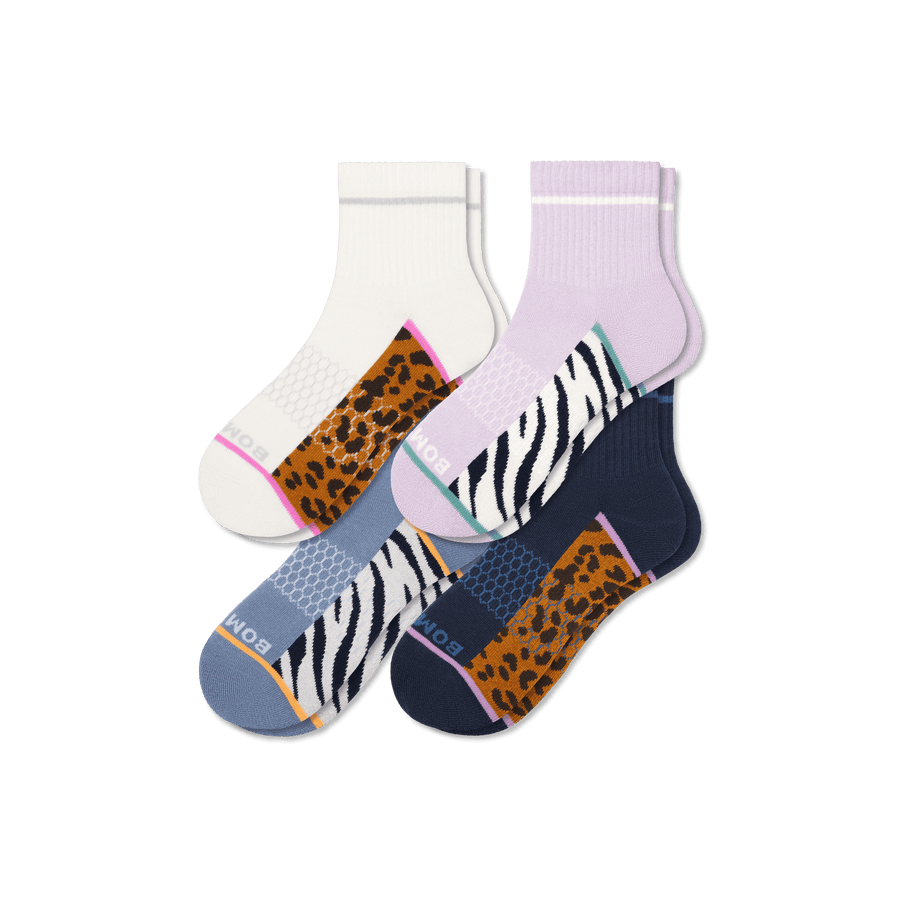 Women's Wild Wear Quarter Sock 4-Pack - Cushion Ankle Step
