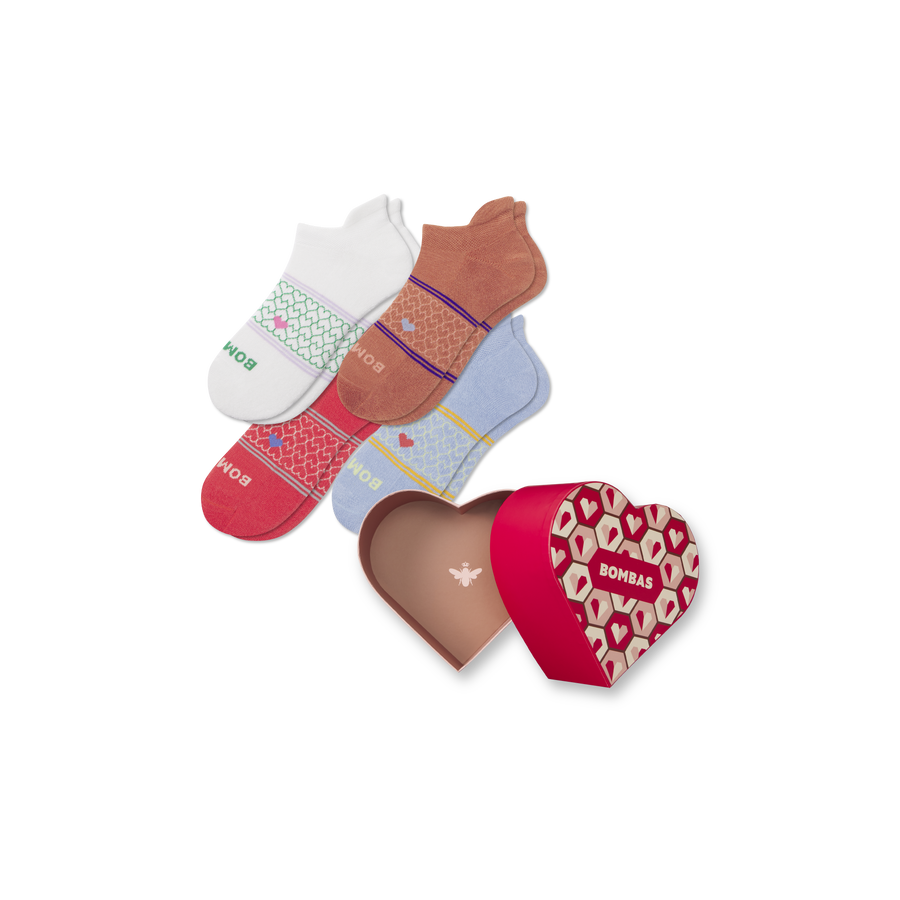 Women's Hearts Ankle Sock 4-Pack Gift Box - Party Ready